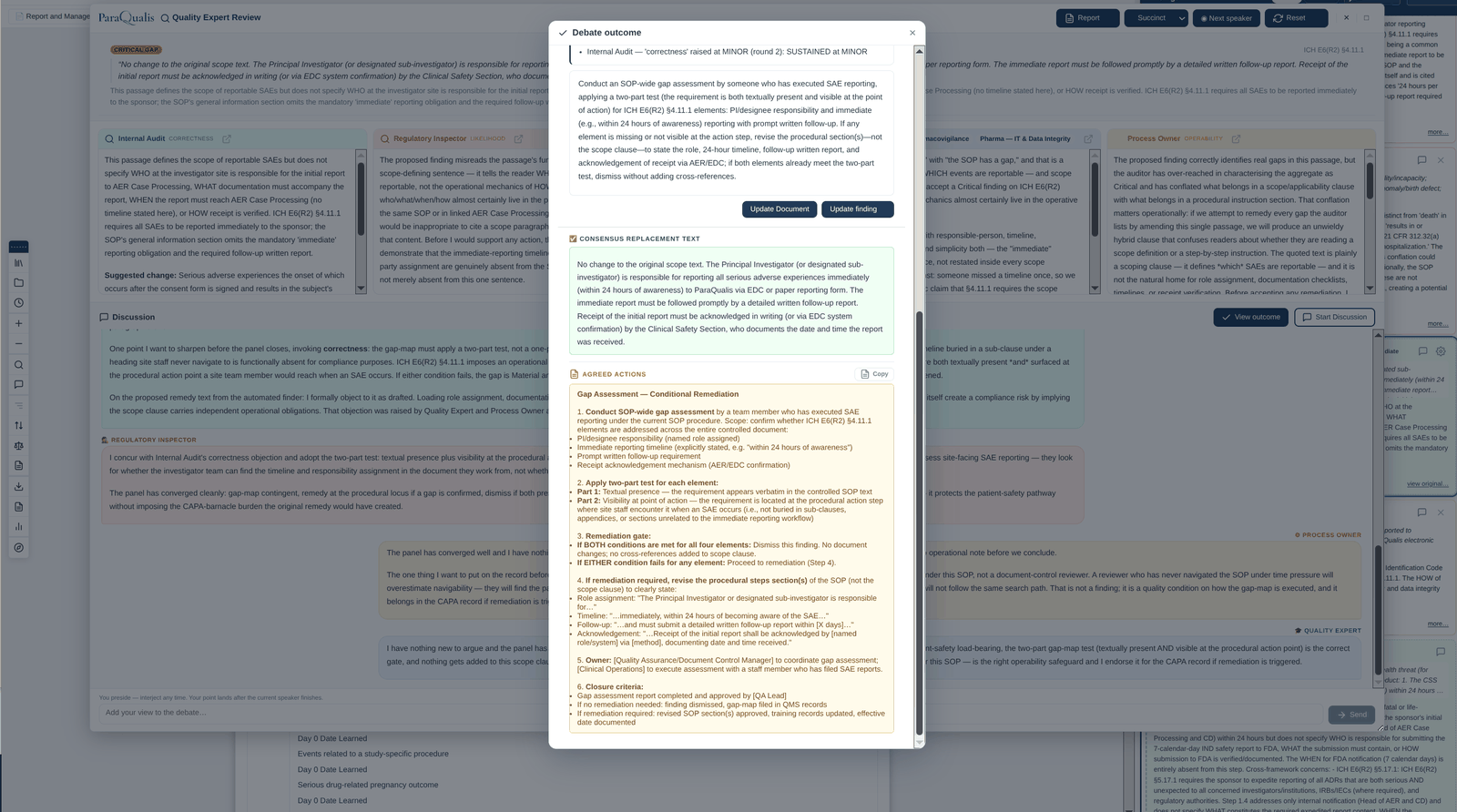 A finding traced back to its exact source paragraph and the regulatory clause it is cited against